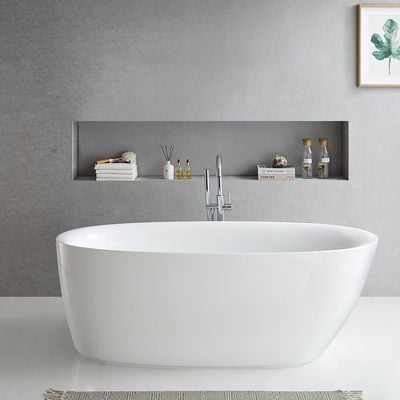 Milano Terry Freestanding Bathtub 170X80X580 W/Wood Bathshelf